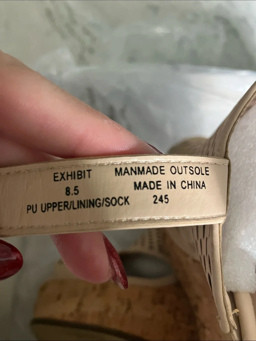 Steve Madden Beige Laser-Cut Cork Wedge Slingback
